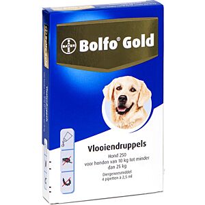 Bolfo GOLD hond 250, 10 tot 25 kg 4 pipet